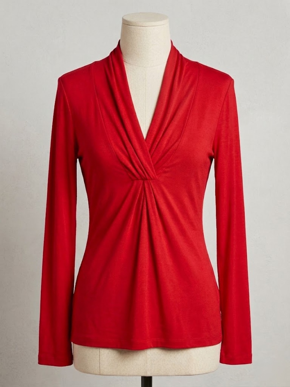 Banana Republic Red Draped V-Neck Jersey Top Small